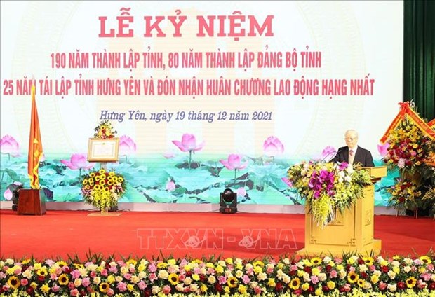 Party leader attends celebration of Hung Yen province’s 190th founding anniversary